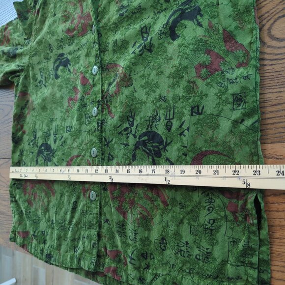 Vintage Tianello Green Womens Blouse XS 100% Tencel Button Front Asian Inspired - Picture 14 of 16